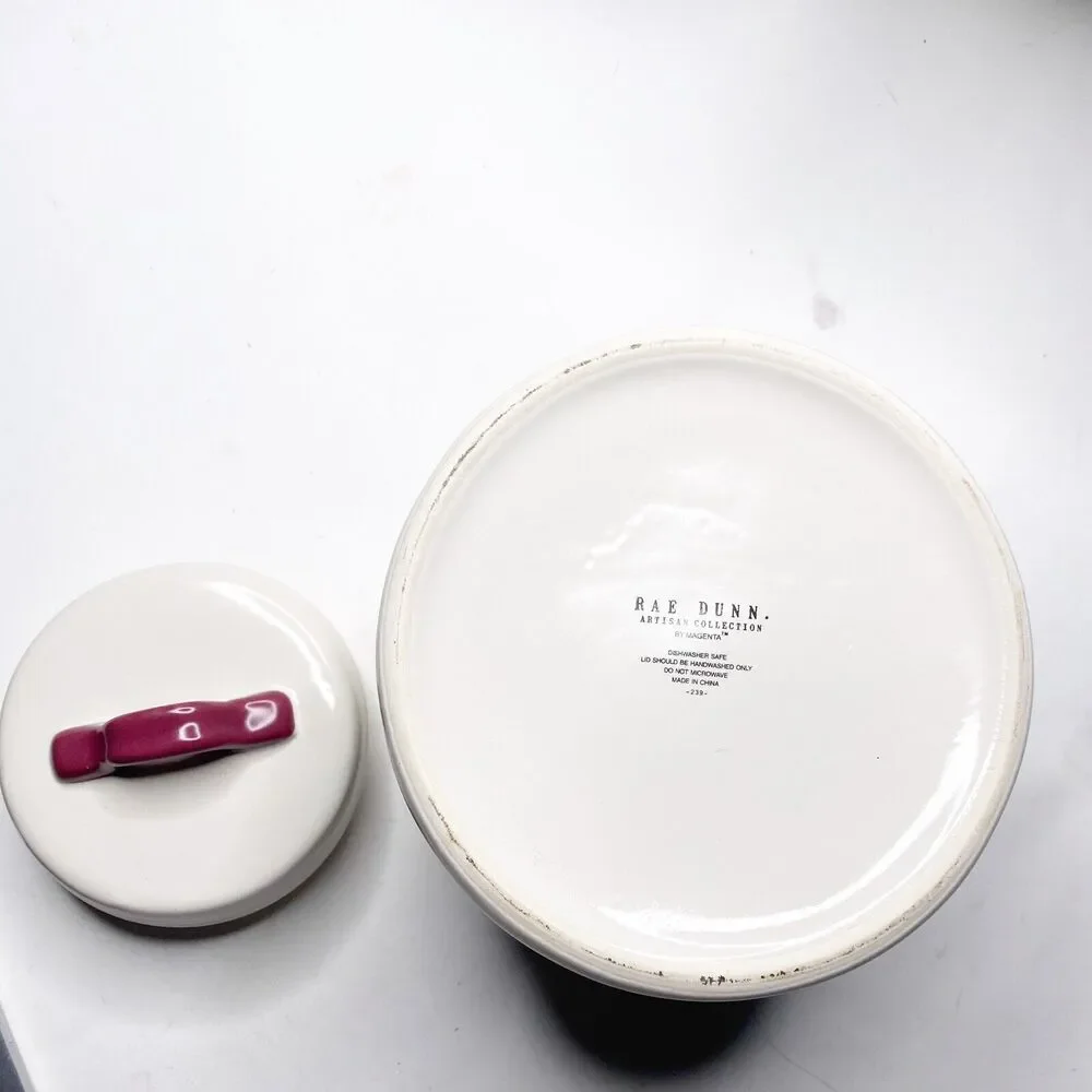 Rae Dunn White FLOUR Chubby Canister Jar LBrand Artisan New Ceramic 8 In